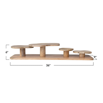 Mango Wood Serving Board with Pedestal Stands