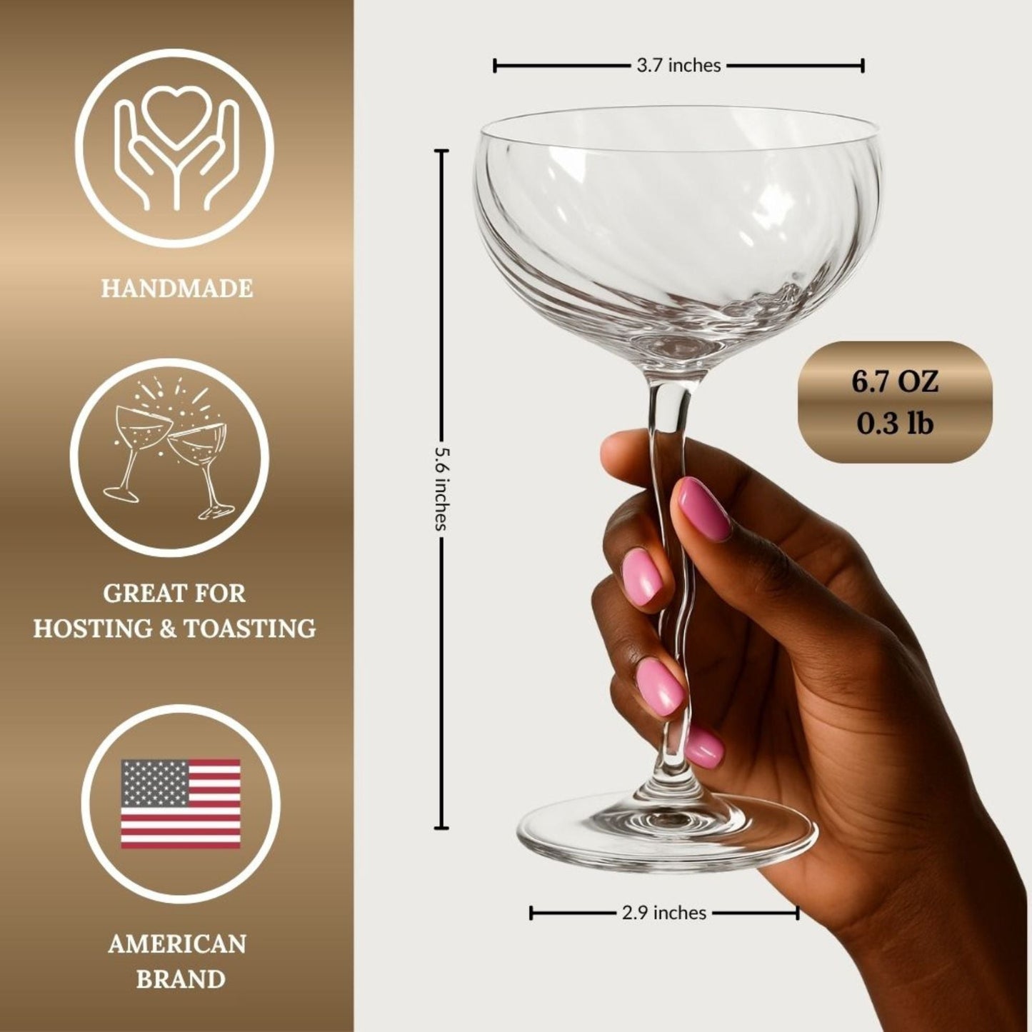 Vivre Crystal Coupe Glasses, Set of 4