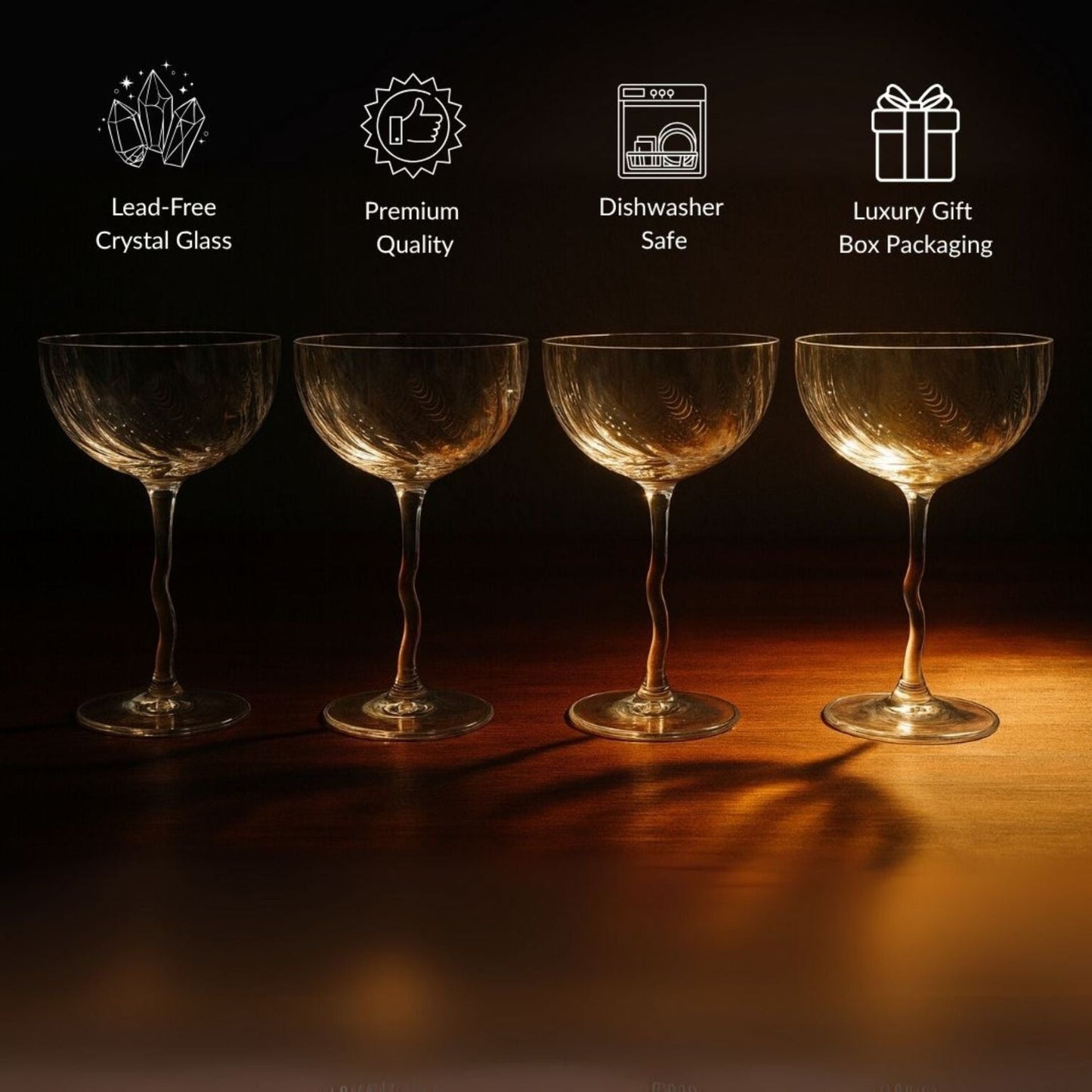 Vivre Crystal Coupe Glasses, Set of 4